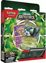 Žaidimų Kaladės Rinkinys - Pokémon Deluxe Battle Deck Meowscarada Ex 60 Kortų Rinkinys Su Žaidimo Kilimėliu, Žalos Skaičiuotuvais, Strategijos Lapu Žalia