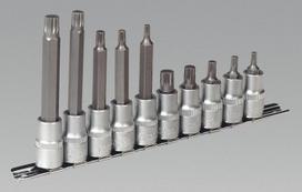 SEALEY TOOLS Spline Socket Bit Set 10pc 1/2 Sq Drive AK6215 AK6215