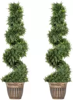 Dirbtiniai spiraliniai kiparisai su vazonais, žali, 120 cm, 2 vnt.