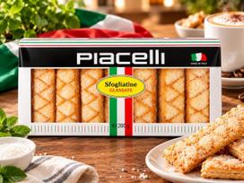 Piacelli Sfogliatine Glassate — sluoksniuotos tešlos pyragaičiai su cukraus glaistu