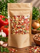 Džiovintų daržovių mišinys (morkos, pastarnokai, salierai, paprikos, česnakai, svogūnai, porai) 150 g