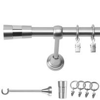 Metalinė Vienguba Užuolaidų Strypa 400 Cm 19 Mm 19 Mm Chromo Matinės Spalvos Doris Su Žiedais Kištukams