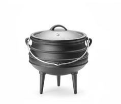 Hendi ketaus puodas ant 3 kojų su svirtimi ir dangčiu, skirtas potjiekos, atvirai ugniai, potjie raganos katilas, olandiškas orkaitė, 6 l, skersmuo 245 x (a) 280 mm, juodas