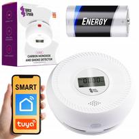 Dūmų ir anglies monoksido jutiklis Tuya WiFi, 10 metų sertifikuotas, 2in1