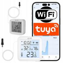 Temperatūros ir drėgmės jutiklis su LCD ekranu Tuya, WiFi, 96 cm zondas