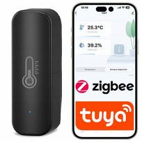 Temperatūros ir drėgmės jutiklis Zigbee, juodas, veikia su baterija, Tuya ZIGBEE2MQTT
