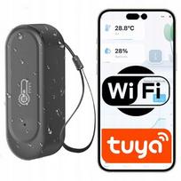 Lauko temperatūros ir drėgmės jutiklis Wi-Fi Tuya IP65, juodas, su aliarmu
