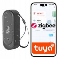 Lauko temperatūros ir drėgmės jutiklis ZigBee Tuya, IP65, juodas