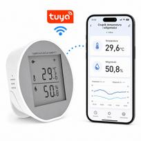 Termometras-drėgmės matuoklis su WiFi, TUYA, LCD ekranu, USB-C, signalizacija