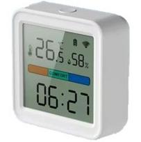 Temperatūros ir drėgmės jutiklis su laikrodžiu TUYA SMART LIFE, WiFi, LCD termometras