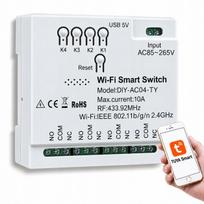 WiFi relė TUYA, 4 kanalai, NC/NO, RF 433MHz, be įtampos, AC