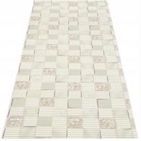 Vonios kilimėlis PVC putų, 65x130 cm, smėlinis, languotas