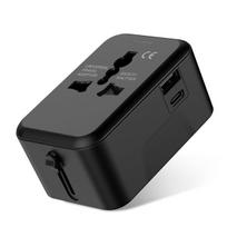 Universalus kelioninis adapteris 185T, juodas, daugiafunkcis, kompaktiškas