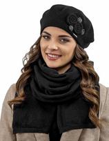 Vivisence moteriška beretė, elegantiška žieminė kepurė ir šalikas, šiltas galvos ir kaklo apdangalas žiemą ir rudenį, šiltas, storas, žieminis rinkinys moterims, juodas, vienas dydis, Vienas dydis tinka visiems