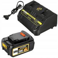 Pakaitinė dalis akumuliatorius ir įkroviklis DeWalt XR – Komplektas, 20V 3.0Ah Li-Ion, Dviguba įkroviklis DCB102