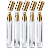 10 ml skaidrus stiklinis buteliukas su auksiniu purkštuvu, 5 vnt. rinkinys