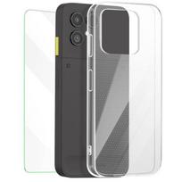 Apsaugos rinkinys - MAYAXESS - Fairphone 6 - Lanksti skaidri dėklas - Stiklo apsauga - Visa apsauga