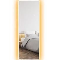 HOMCOM viso ilgio veidrodis 40 x 120 cm stovintis veidrodis su LED apšvietimu, sieninis veidrodis su jutikliniu valdymu, berėmis grindų veidrodis, skirtas miegamajam, svetainei, Skaidrus