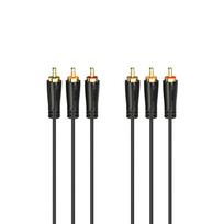 Laidas Hama Audio/Video Cable, 3 RCA - 3 RCA, gold-plated, 1.5 m, black Prekė - 00205150