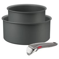 Tefal Ingenio Halo, 16/20 cm, 3 dalių, pilkas - Puodų rinkinys + nuimama rankena