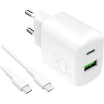 Puro Pro Lite Charger + USB-C cable, 30W, baltas - Įkroviklis