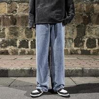 Vyriški džinsai plačiomis kojomis 2024 m. Y2K Baggy Oversized Oversized Denim Hip Hop Streetwear Korėjietiškos kelnės Vintažinės bėgimo kelnės su raišteliu Džinsai Vyriški sportiniai kelnės L mėlyna