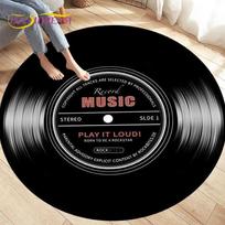 Klasikinės muzikos vinilo plokštelės apvalus kilimėlis, kilimai svetainės kėdėms dekoruoti, vaikiškas šliaužiantis minkštas neslystantis grindų kilimėlis Diameter 100cm