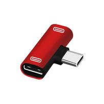 Dviejų C tipo USB-C ausinių ausinių garso įkrovimo įkroviklio adapterio skirstytuvo keitiklis, skirtas Xiaomi 6 raudona