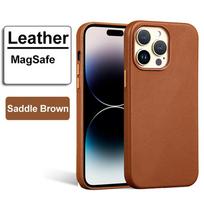 Prabangus odinis dėklas, skirtas Apple IPhone 14 15 Pro Max 13 12 13pro IPhone14 Magsafe Case Magnetinis įkrovimo apsauginis dangtelis for iPhone 14 Pro ruda