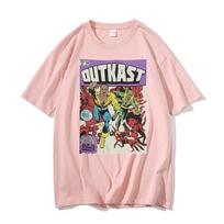 „Outkast“ įkvėpti komiksų repo grafiniai marškinėliai „Unisex“ moteriški vintažiniai marškinėliai „Unisex“ medvilniniai dideli marškinėliai „Unisex“ hiphopo marškinėliai L white