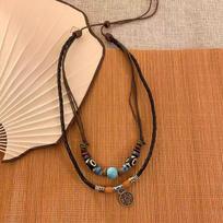 GemChic Women's New Classical Vintage Alloy Coin Butterfly Turquoise Pendant Necklace Ethnic Adjustable Chain Fashion Birthday Christmas Jewelry Gift brown