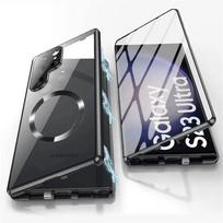 360° aliuminio lydinio apsauginis dėklas, skirtas Samsung Galaxy S25 S24 S23 S22 S21 Ultra Plus Magsafe Magnetinis HD stiklas viso ekrano uždaru dangteliu For Samsung S21 Ultra juoda