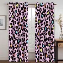 Leopardo rašto spalvotos juostelės simbolis 3D užuolaida Tinka svetainei, miegamajam, virtuvei, balkonui Langų dekoracija 2 panelės 50W130H(CM)X2PCS&Hook