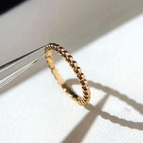 18K Rose Gold Bead Ring for Women: Light Luxury, Diamond-Accented, Fade-Resistant Stacking Piece number 8 rožinio aukso spalvos