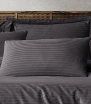 Premium satino pagalvės užvalkalas Stripe Anthracite 40x60 cm, Black