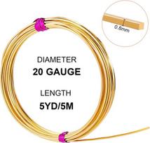 Benecreat 0.8mm (20 gabaritas) 5m kvadratinė varinė viela, auksinė žalvarinė viela papuošalų gamybai ir rankdarbiams
