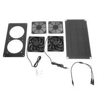 Saulės energija varomas ištraukiamasis ventiliatorius 10W 18V ABS Vėjui atsparus Lietaus nepraleidžiantis saulės skydelis Dvigubo ventiliatoriaus ventiliatoriaus rinkinys skirtas black