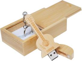 USB laikmena Gitaros formos klevo medienos atminties kortelė Usb atmintinė medinėje dėžutėje (2.0/16gb, Bamboo wood)
