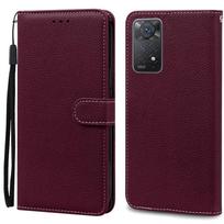 Note 11 dėklas Xiaomi Redmi Note 11 11S dėklui Odinis piniginės tipo atlenkiamas dėklas Redmi Note 11 Pro telefonų dėklams Note 11S viršelis Fundas Note 11S vyno raudonos spalvos