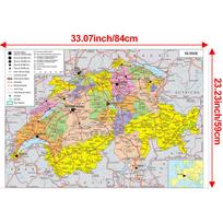 Prancūzijos žemėlapis-Šveicarijos administracinis žemėlapis,Sienų dekoras,Dovana,Kelionių/Švietimo priemonė,Svetainei,Vonios kambariui,Namų biurui 84*59cm gray