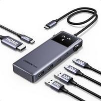 Ugreen Uno Usb C šakotuvas 10Gbps 4k @ 60 Hz Hdmi išmanusis Led ekranas Usb C adapteris 2 x Usb A ir 2 x Usb C kelių prievadų adapteris Pd 100 W, suderinamas su Iphone 16, Ipad Pro/air, Macbook Pro/air, Steam Deck