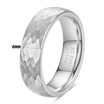 4 6 8MM Volframo Plieno Vintažinis Žuvies Žvynų Plaktuku Formuotas Žiedas Paprastas Minimalistinis Unisex Vestuvinis Žiedas No. 12 white