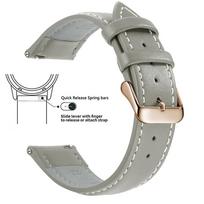 Aukščiausios kokybės natūralios odos laikrodžio apyrankė, greito atsegimo 18mm/20mm/22mm laikrodžio dirželiai, tinka Samsung Galaxy Watch, Garmin Huawei Watch 18mm gray