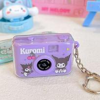 Sanrio Kuromi Cinnamoroll Šviečiantis mažas fotoaparato raktų pakabukas Kawaii Melody Pochacco Raktų pakabukas Fotoaparatas pink