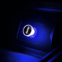 1 vnt. USB automobilio LED lemputė Automobilio interjero atmosferos šviesa Automobilio emblemos stilius Jeep Renegade Wrangler JK JL Grand Cherokee Compass Patriot mėlyna