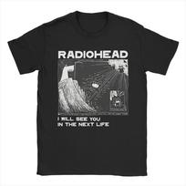 Visas šis radijas, bet ne galva T-shirt Vyriški medvilniniai viršutiniai drabužiai Marškiniai Estetiški Radiohead Roko grupės Apvalus kaklas Trumpomis rankovėmis M gray