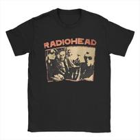 Visas šis radijas, bet ne galva T-shirt Vyriški medvilniniai viršutiniai drabužiai Marškiniai Estetiški Radiohead Roko grupės Apvalus kaklas Trumpomis rankovėmis S black