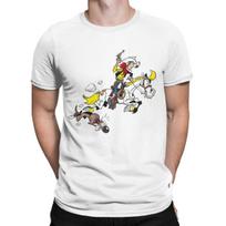 Vyriški Lucky Luke Jolly Jumper marškinėliai Grynos medvilnės drabužiai Naujoviški trumparankoviai apvalios apykaklės marškinėliai Didelių dydžių marškinėliai XL white