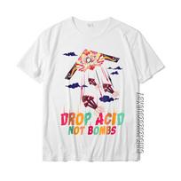 Juokingi „Drop Acid Not Bombs“ marškinėliai, psichodeliniai LSD meilės medvilniniai vyro viršūnės, komiksų marškinėliai, grupė, plonas kirpimas S white