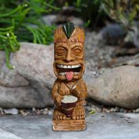 Tiki totemo dekoracija havajų vakarėliui, saulės energija maitinami Tiki šviestuvai lauko statulos kiemui, tropinė dekoracija, sodo statulos lauko terasai gray